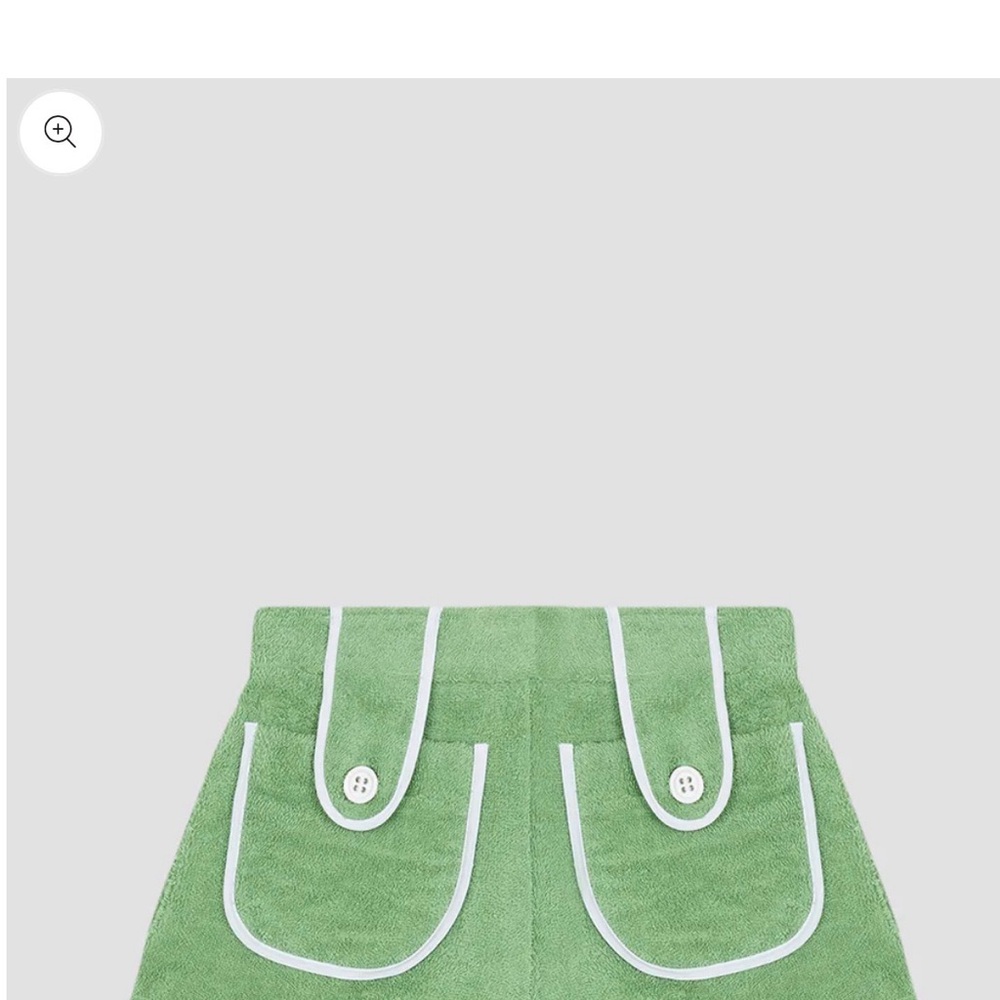 High-Rise Green Terry Shorts with Contrast White Trim